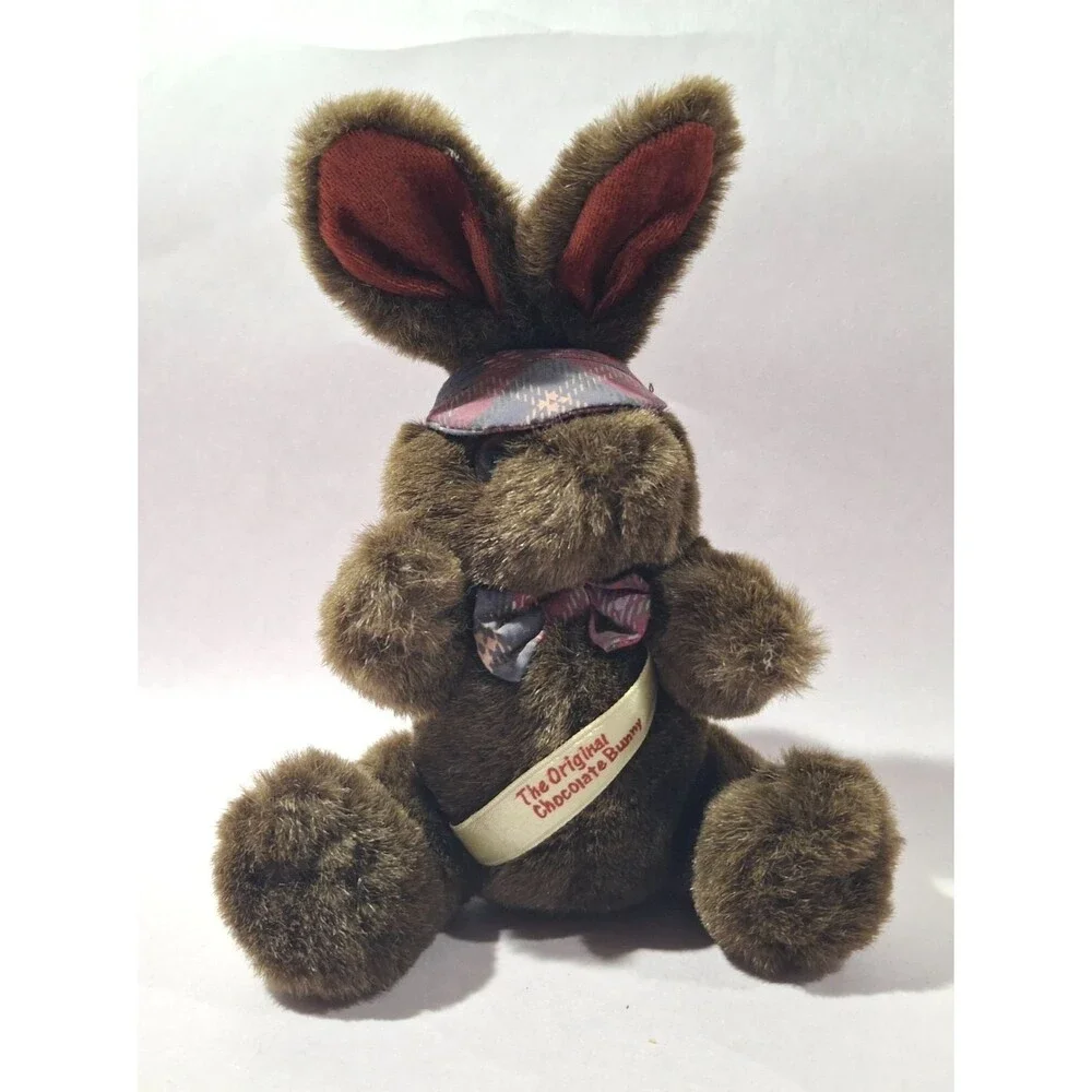 Tb Trading Co The Original Cocolate Bunny w Bow Tie Visor Sitting 7.5 inches